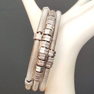 3 silver tone bangle bracelets